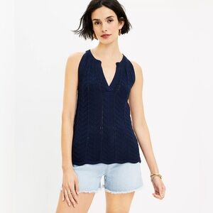 LOFT Scalloped Split Neck Halter Sweater XL